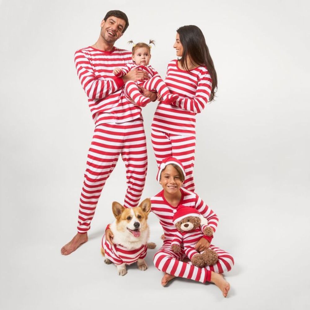 Leveret Kids Two Piece Cotton Matching Family Pajamas Striped Red & White 12